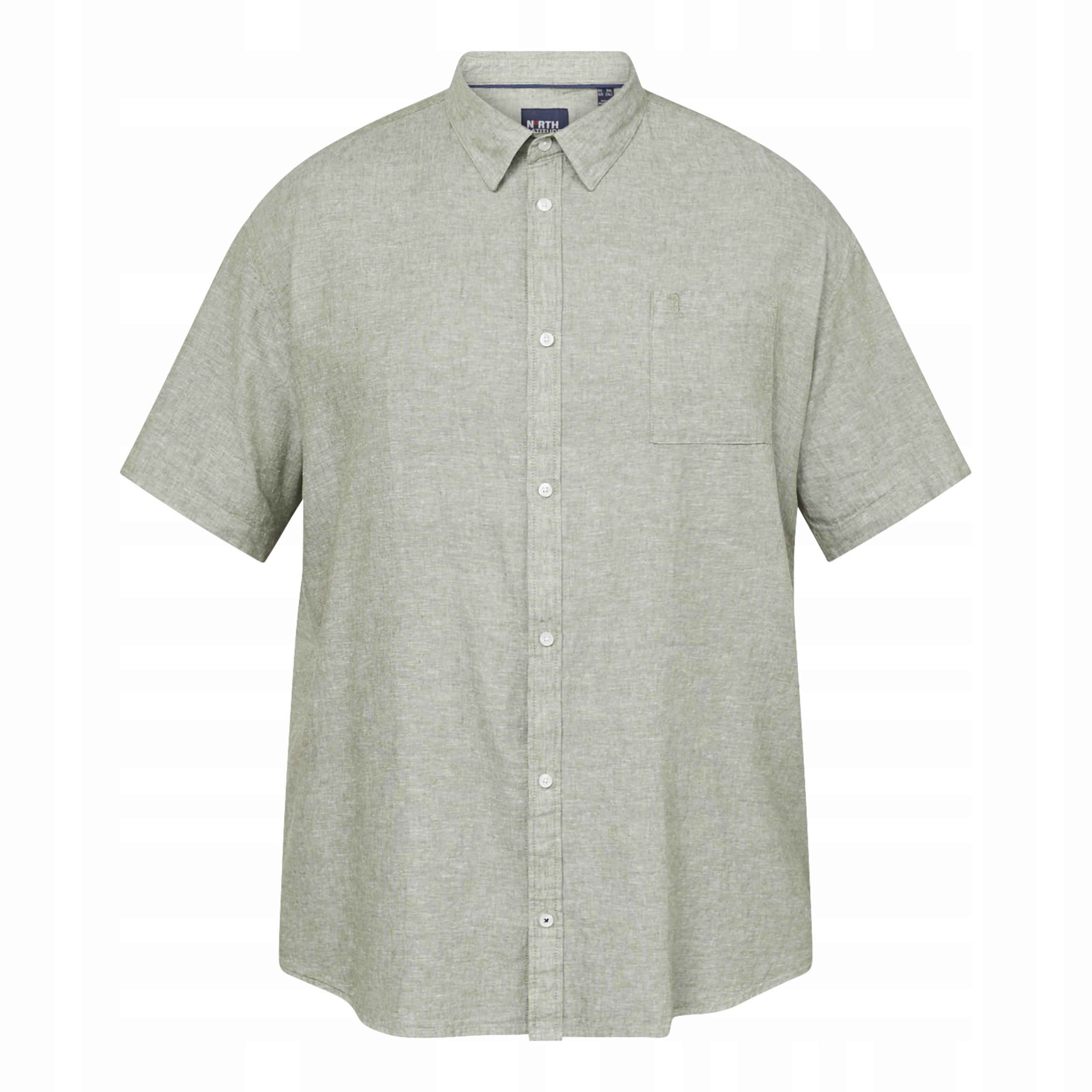 North Latitude Lněná Košile Velké Velikosti Olivová 5XL