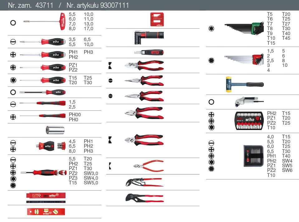WIHA 43711 WALIZKA NARZĘDZIOWA XXL DLA MECHANIKA 102 elementy Kod producenta 43711