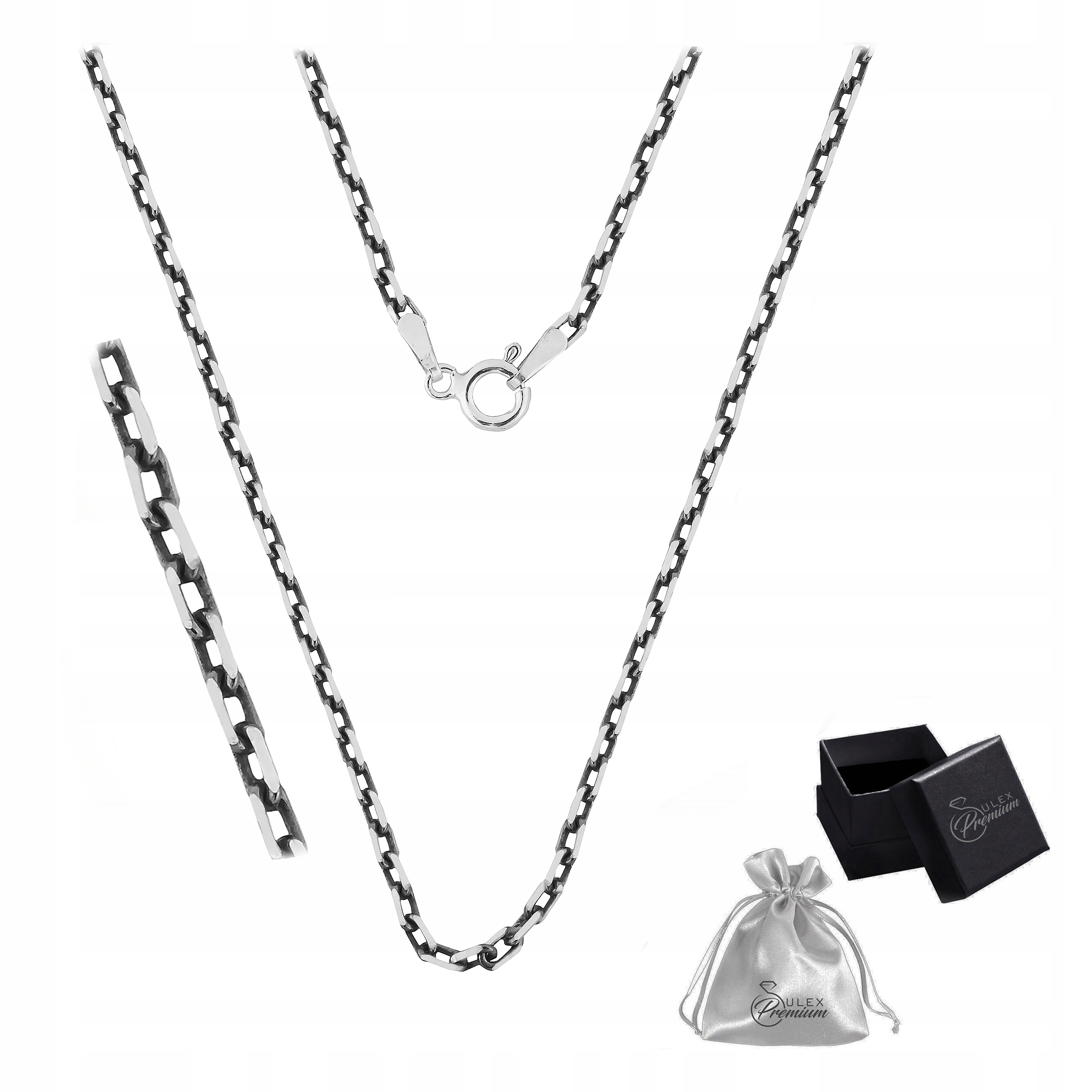 Řetízek stříbro ryzost 925 Splétaný Ankr Oxidovaný pro přívěsky| 55 cm x 2 mm