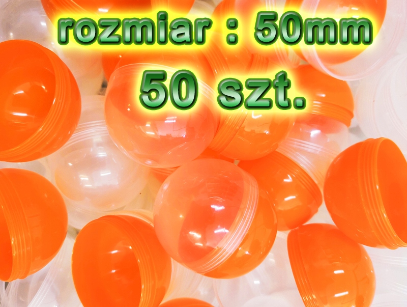 Kapsuła pusta 50mm Pomarańczowa 50 Szt. kulka do losowania loteria los losy