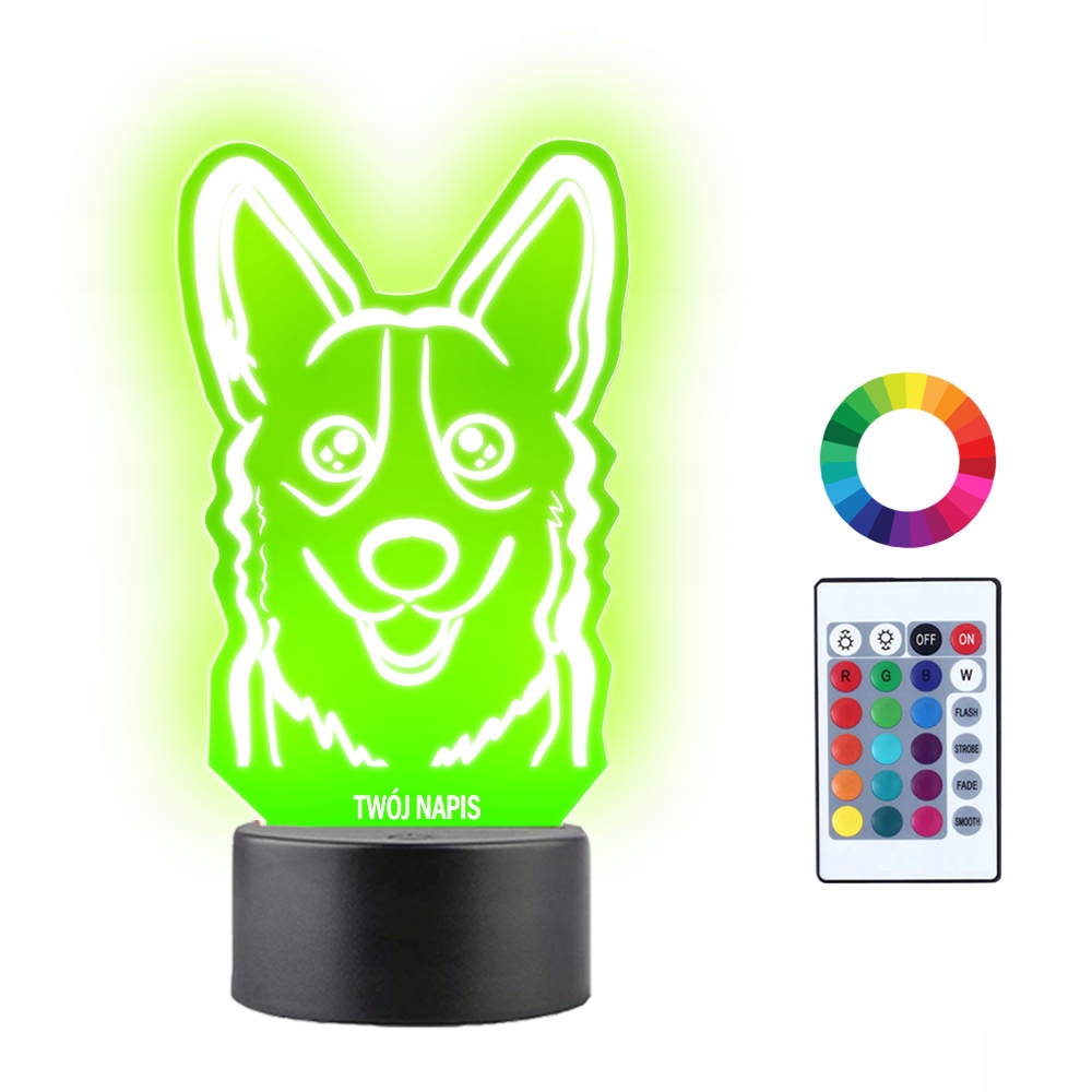 

Lampka Nocna 3D Led Pies Piesek Corgi