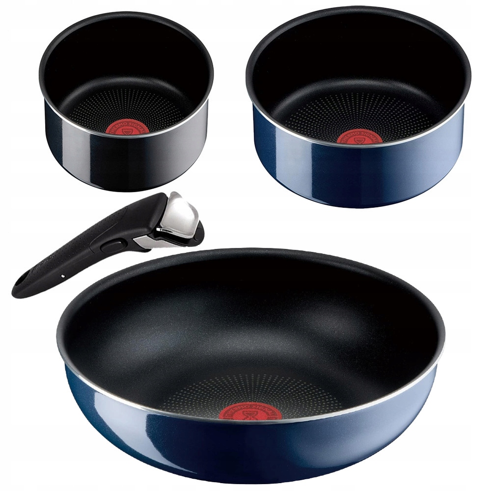 Tefal Ingenio Sada Wok Tmavomodrá 28CM 2 Hrnce 20/16 Držiak Gaz 4 Ks