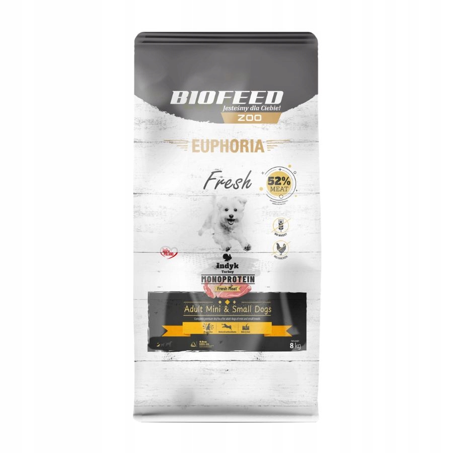Euphoria Fresh Meat Karma dla psów Indyk Monoprotein Małe rasy Xs/s 8KG