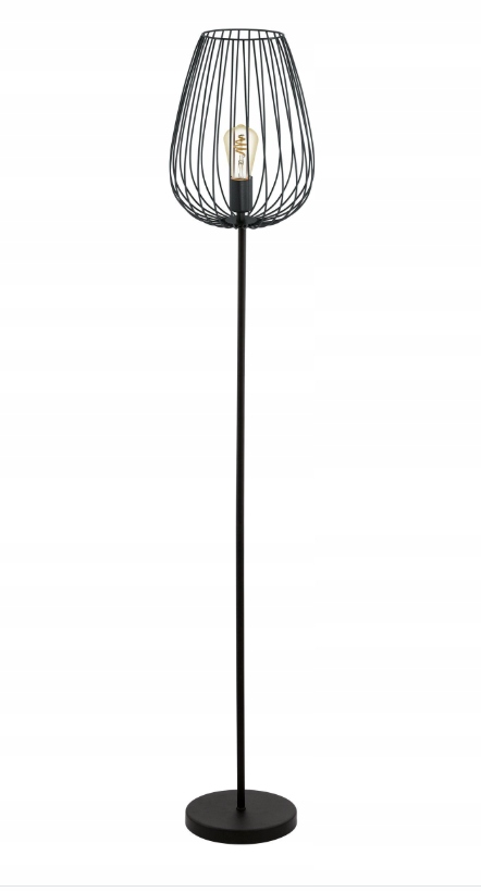Lampa Stojąca Podłogowa Wysoka Czarna Metalowa E27 Jednopunktowa Newtown