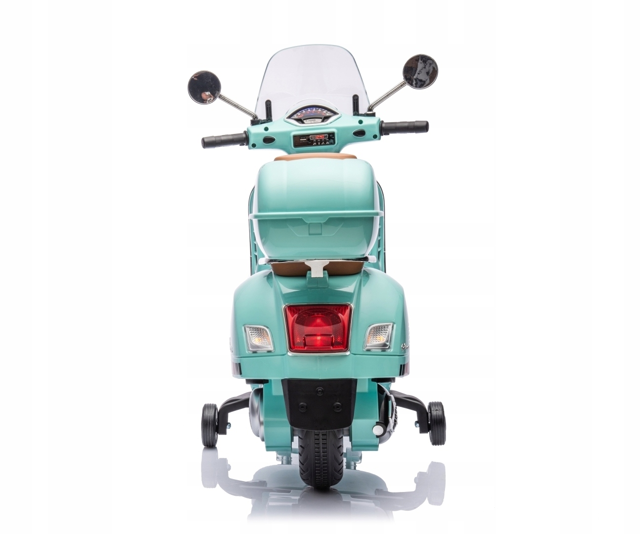 TURKUSOWY MOTOR SKUTER VESPA GTS MILLY MALLY NA AKUMULATOR MINT MUZYKA LED Prędkość maksymalna 3 km/h
