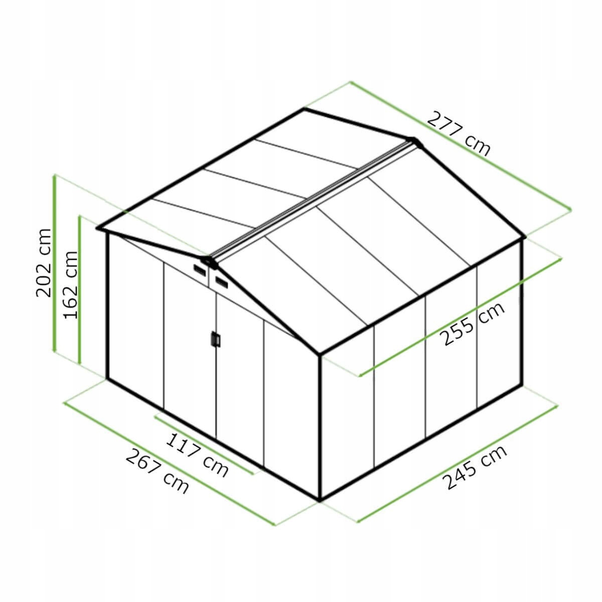 Domek Ogrodowy Narzędziowy na Narzędzia HUDSON 277x255cm Metalowy Schowek EAN (GTIN) 5902706225341