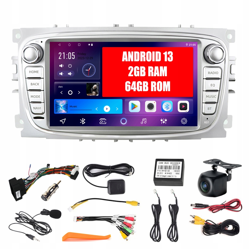 RADIO 7" ANDROID 13 FORD MONDEO IV FOCUS MK2 KUGA GALAXY MK2 S-MAX 2GB/64GB