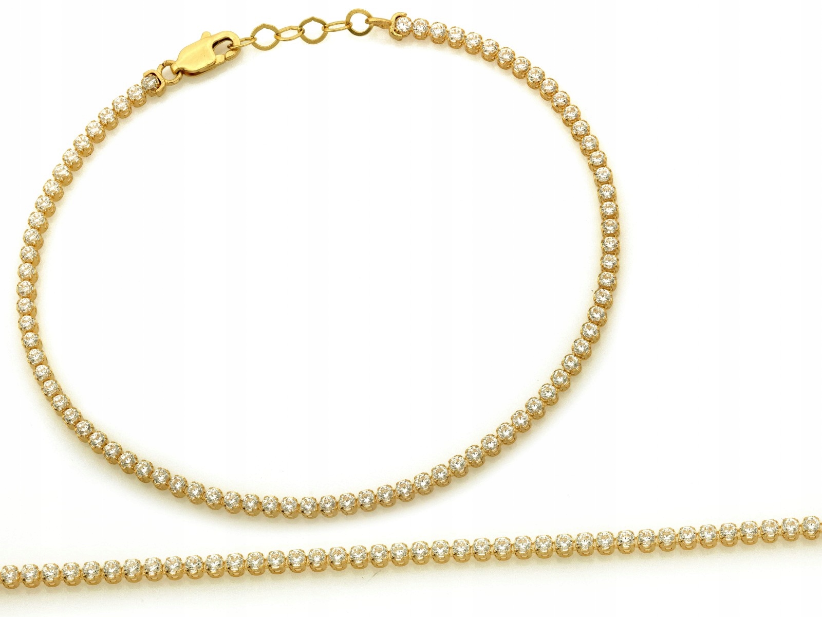 Zlatý tenisový náramek 585 s bílými zirkony 19 Cm jako dárek 2.74 g