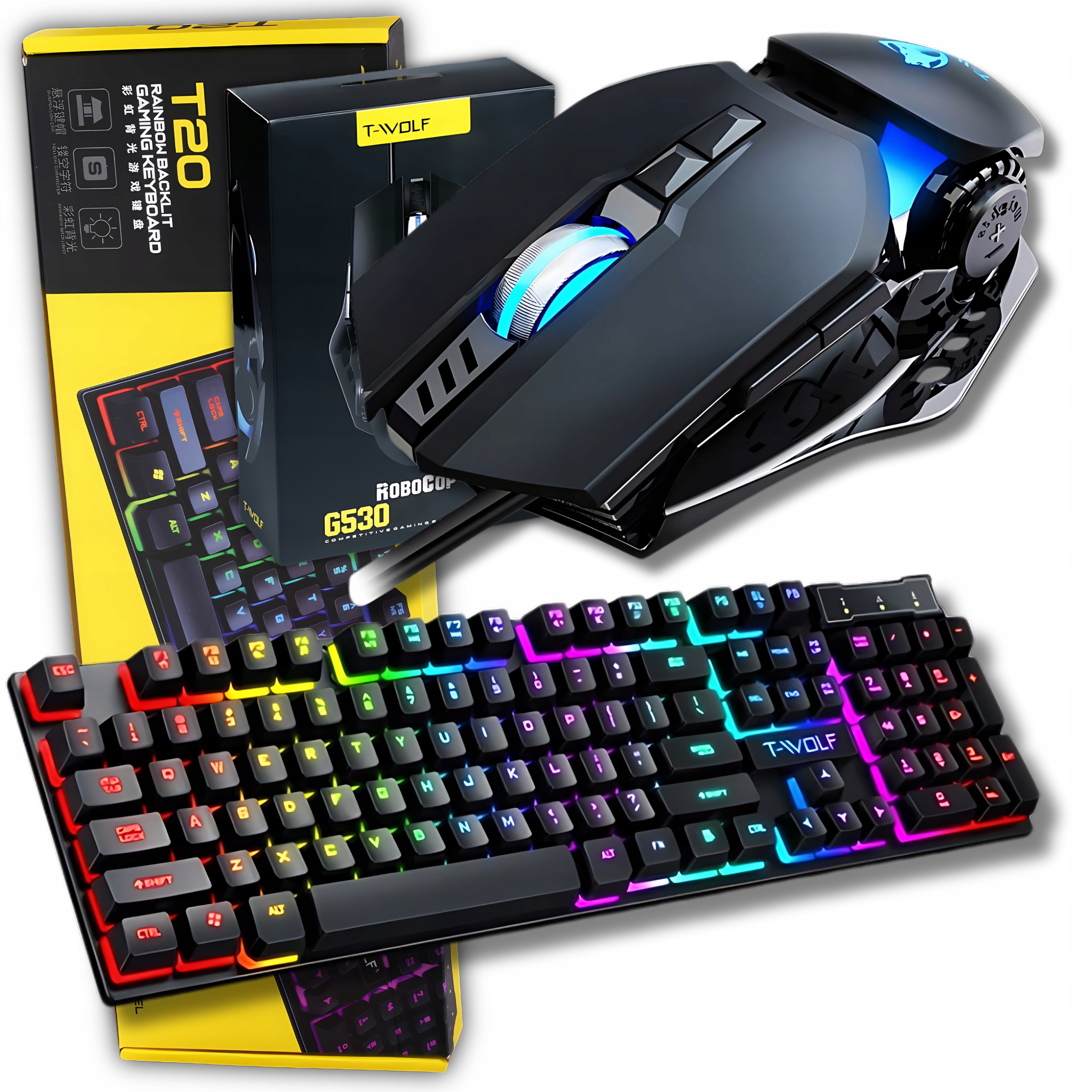 Herní klávesnice Rgb Led mechanická podsvícená myš sada