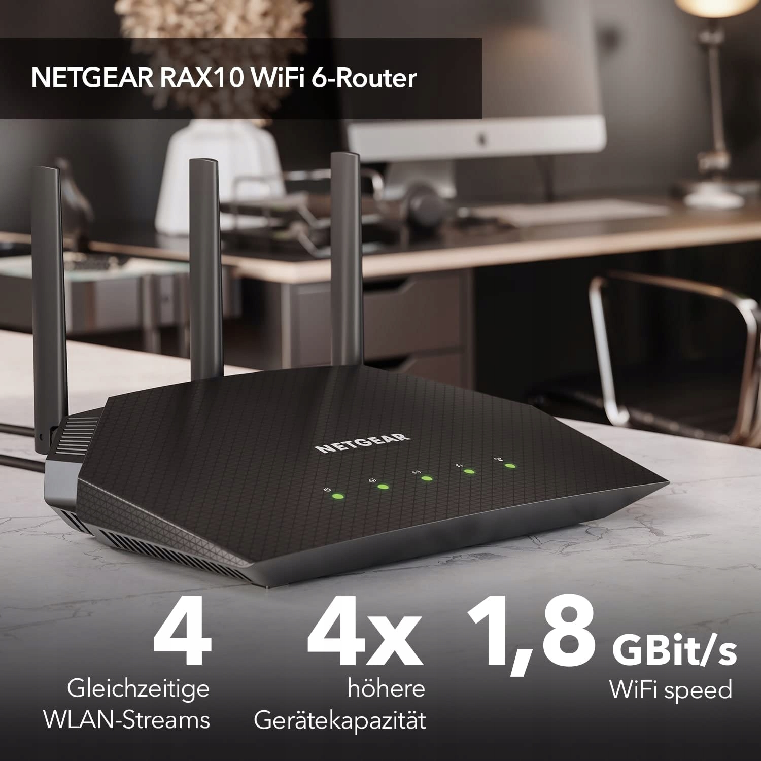 NETGEAR Router WiFi 6 AX1800, 4 Strumienie, Zasięg do 100m², Kompatybilny — miniatura 3