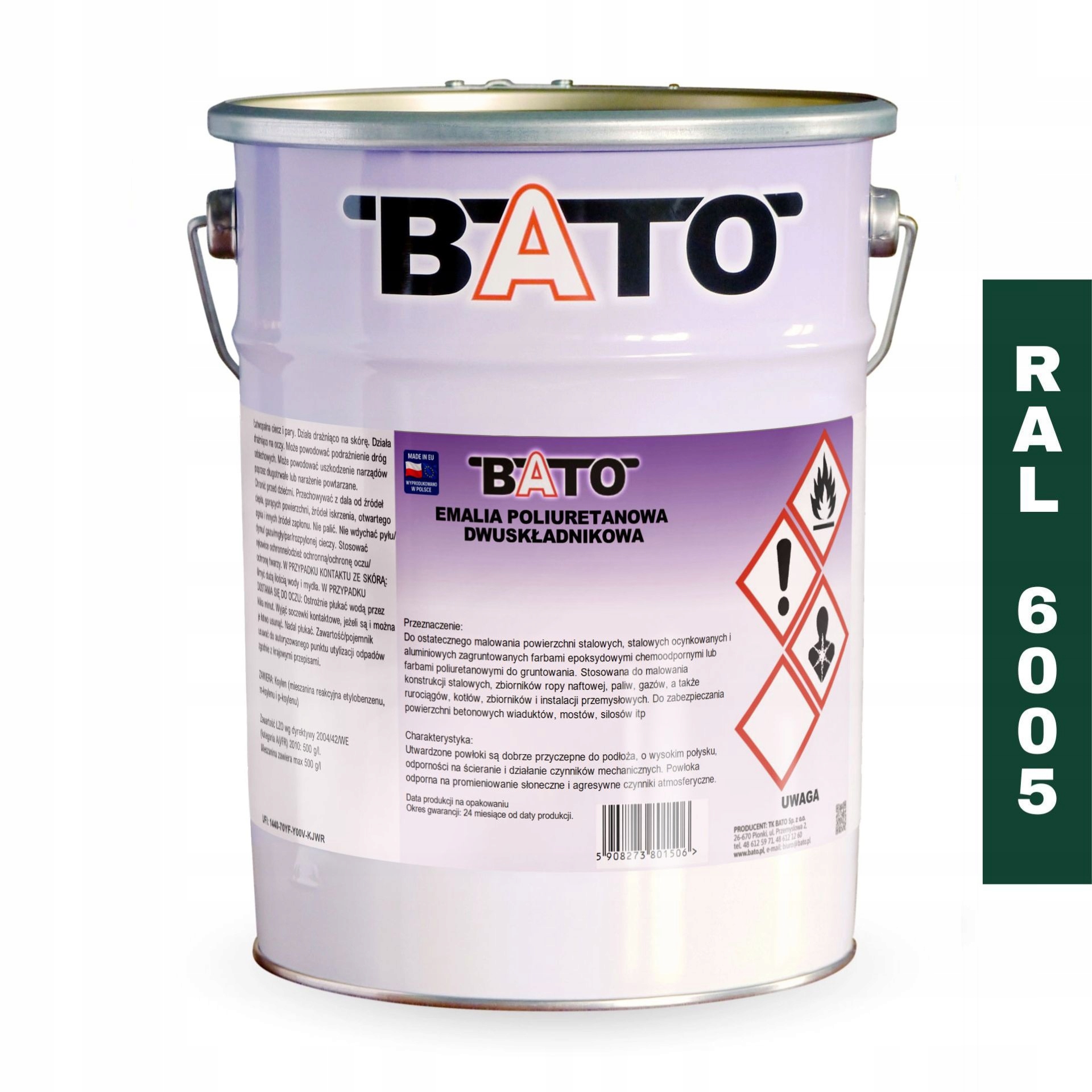 Dvousložkový Polyuretanový Smalt Zelený Ral 6005 12,5 L Bato