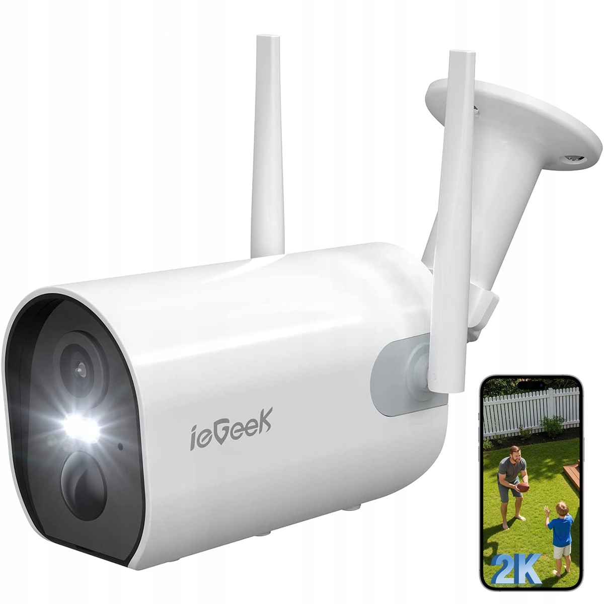 Kamera Zewnętrzna Ip WiFi Bezprzewodowa Akumulator 2K 3MPx Detekcja Ruchu