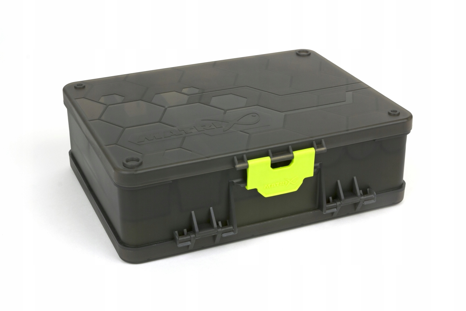 Krabička Matrix Double Sided Feeder Tackle Box odstíny šedé a stříbrné