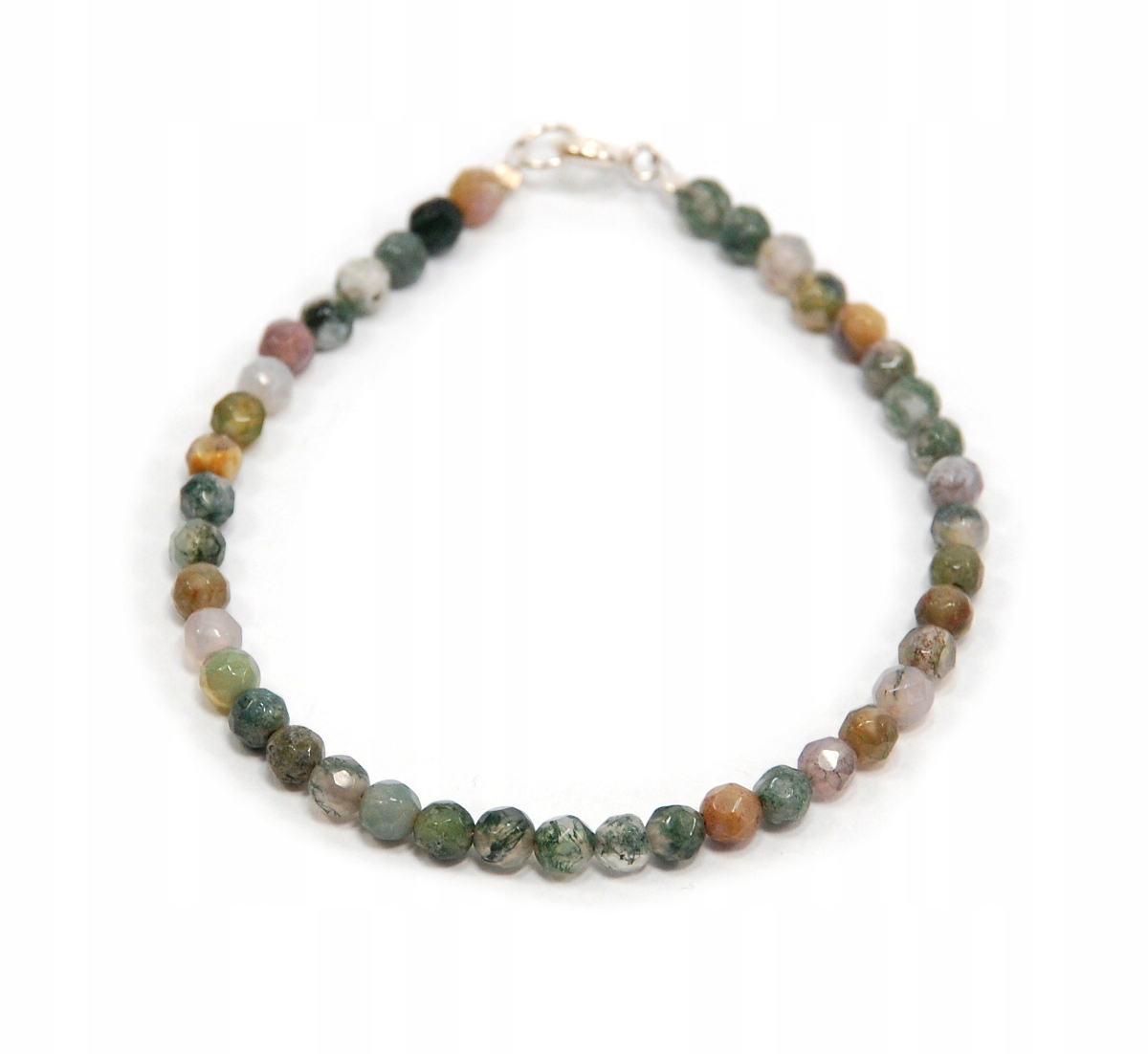 

Bransoletka naturalny Agat Mszysty kulki 4mm faset