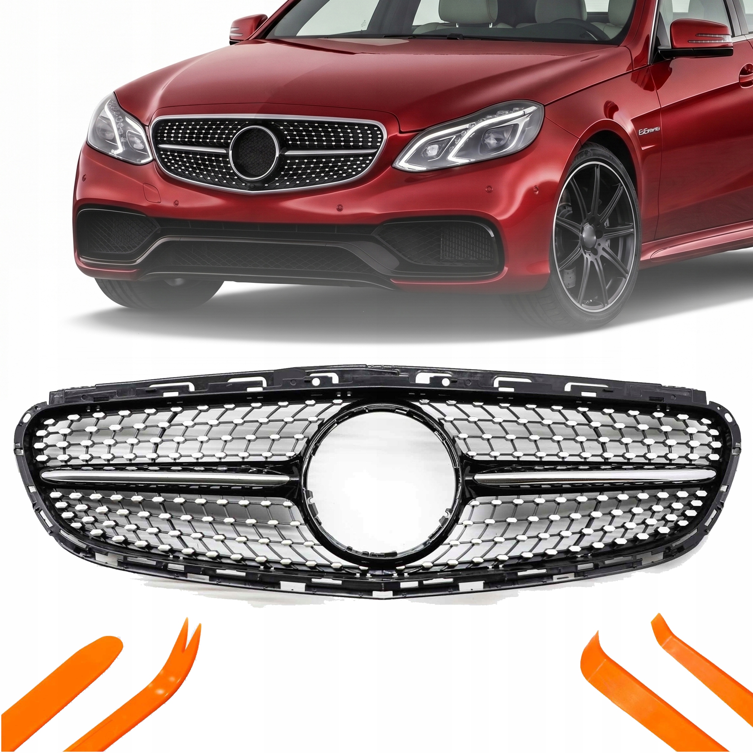 Atrapa Grill Mercedes Db E W212 13-15 Černý Lesk Diamant