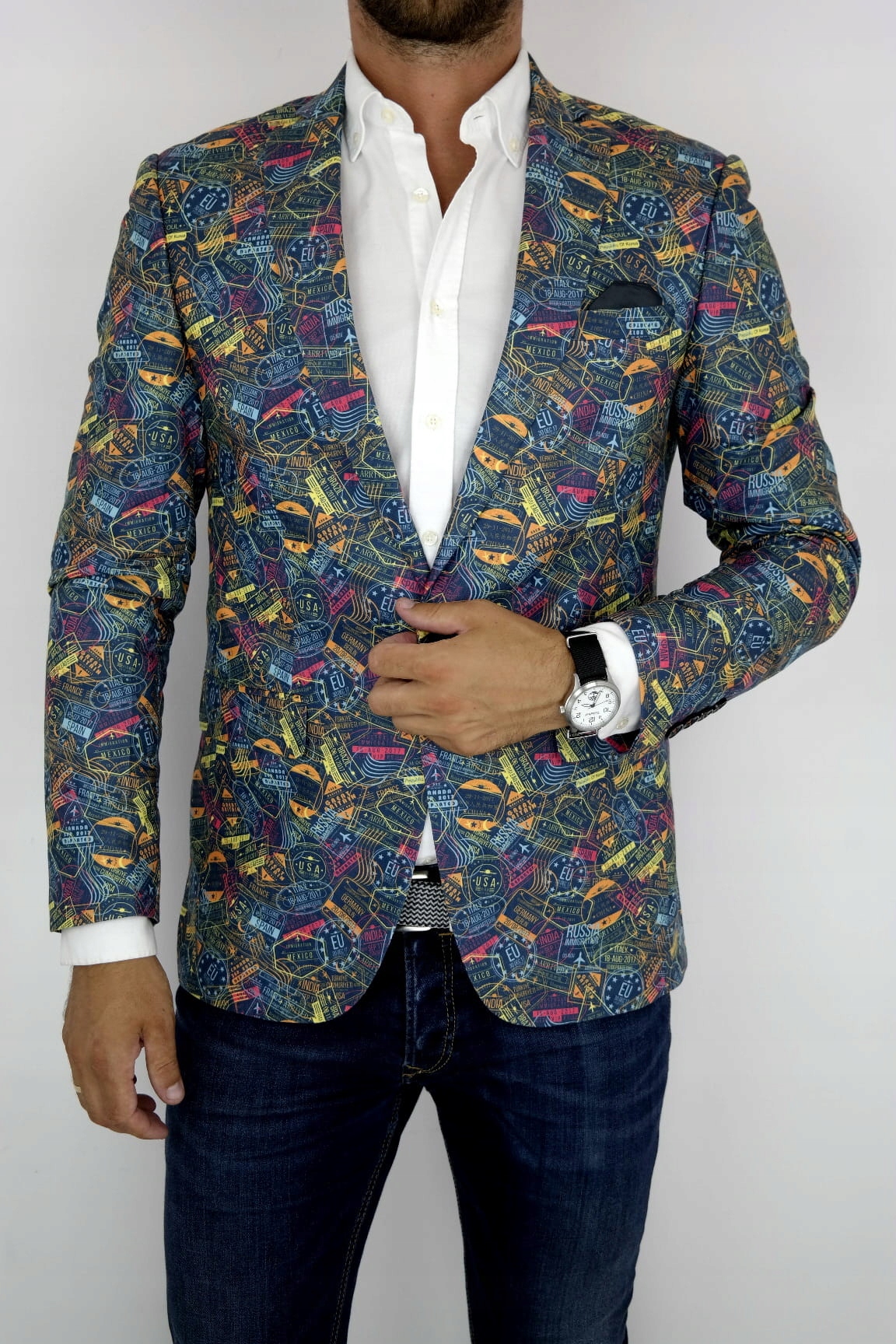 GIOVANNI PERA Marynarka męska D203 VISA 46 XS Rozmiar 46