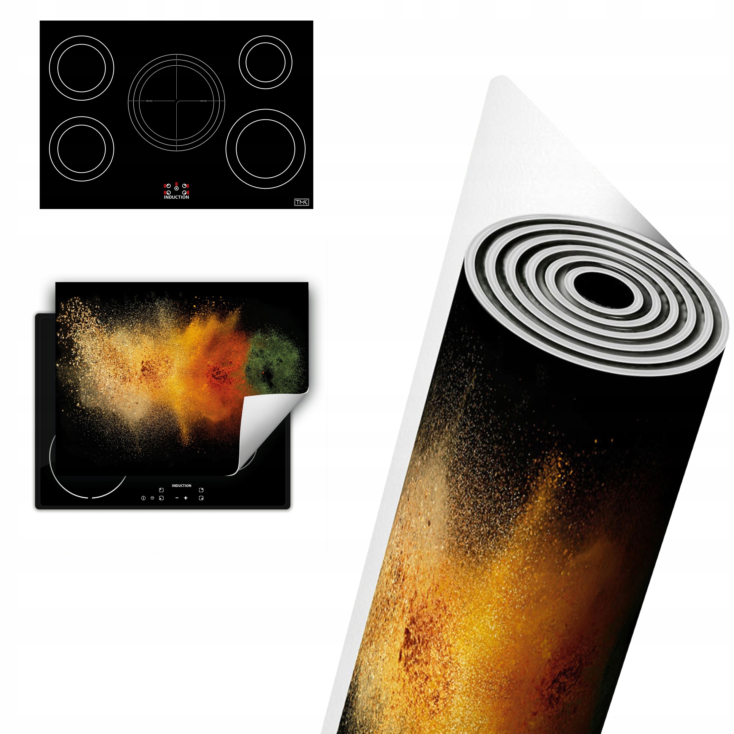 Vinylová Ochranná Deska Na Indukci 80x52 černá barevná koření