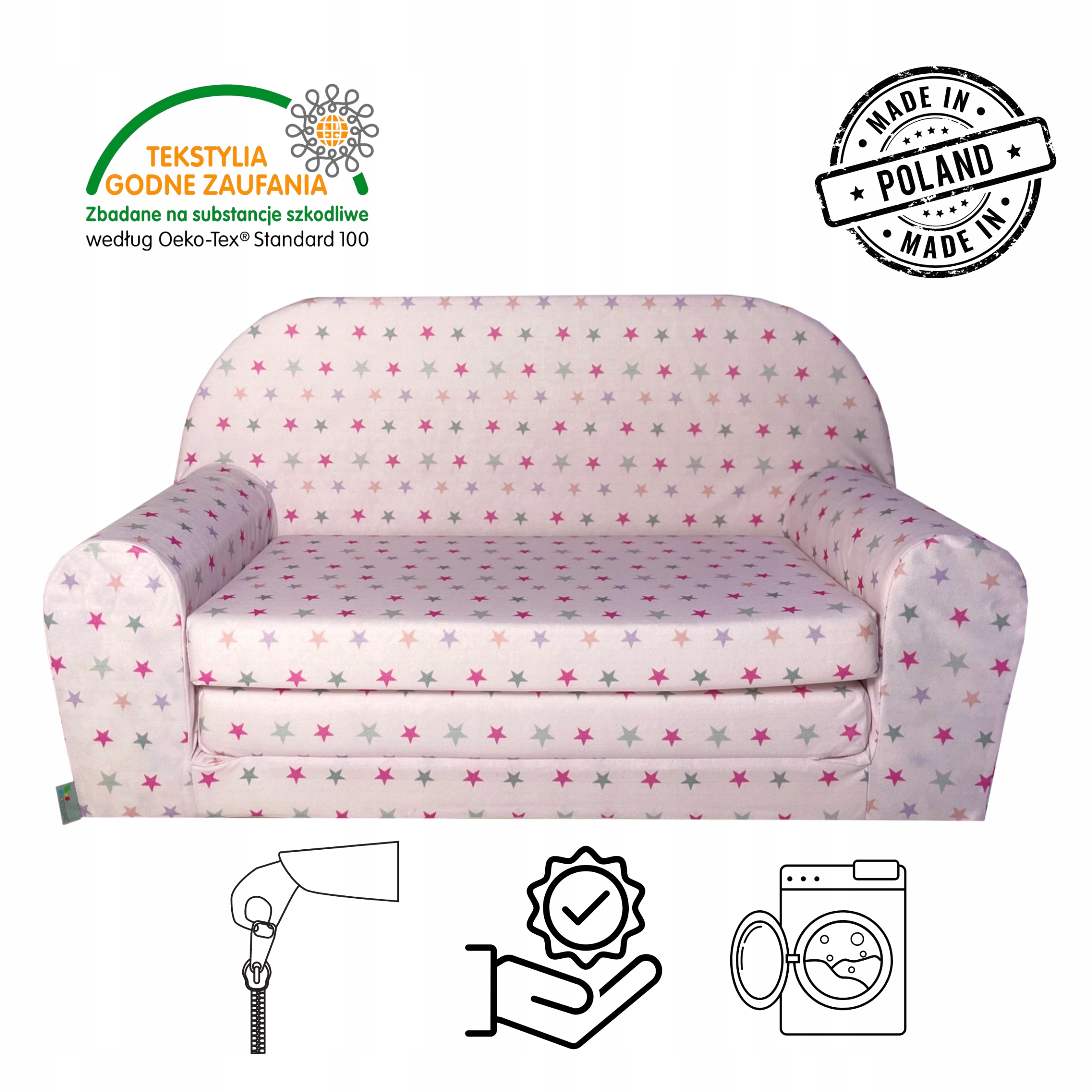 SOFKA DZIECIĘCA KANAPA ROZKŁADANA PREZENT MATERAC PIANKOWA BEZPIECZNA EAN (GTIN) 5905155509581