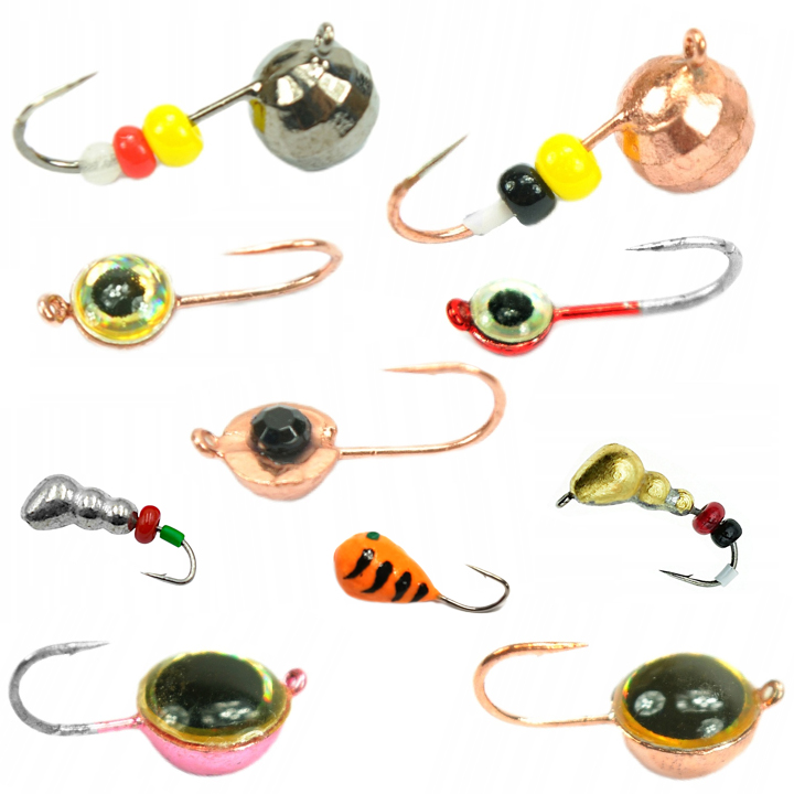 zestaw MIX 10szt Mormyszek mormyszka Wolframowa przynęta podlodowa 8mm-16mm