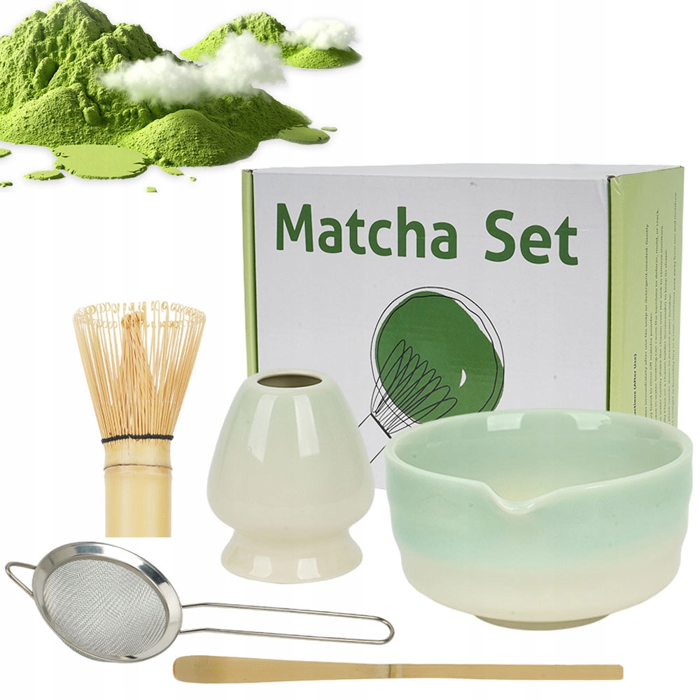 Levně Sada na matchu Keramická Gradient Zelená Chawan Chasen Lžička Sítko