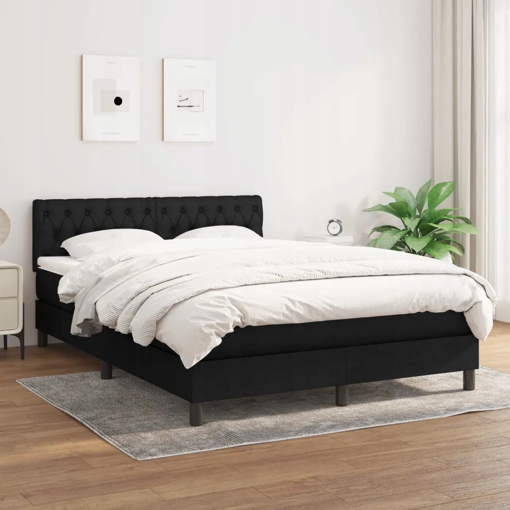 Box spring postel s matrací černá 140 x 190 cm textil Černý 3140291