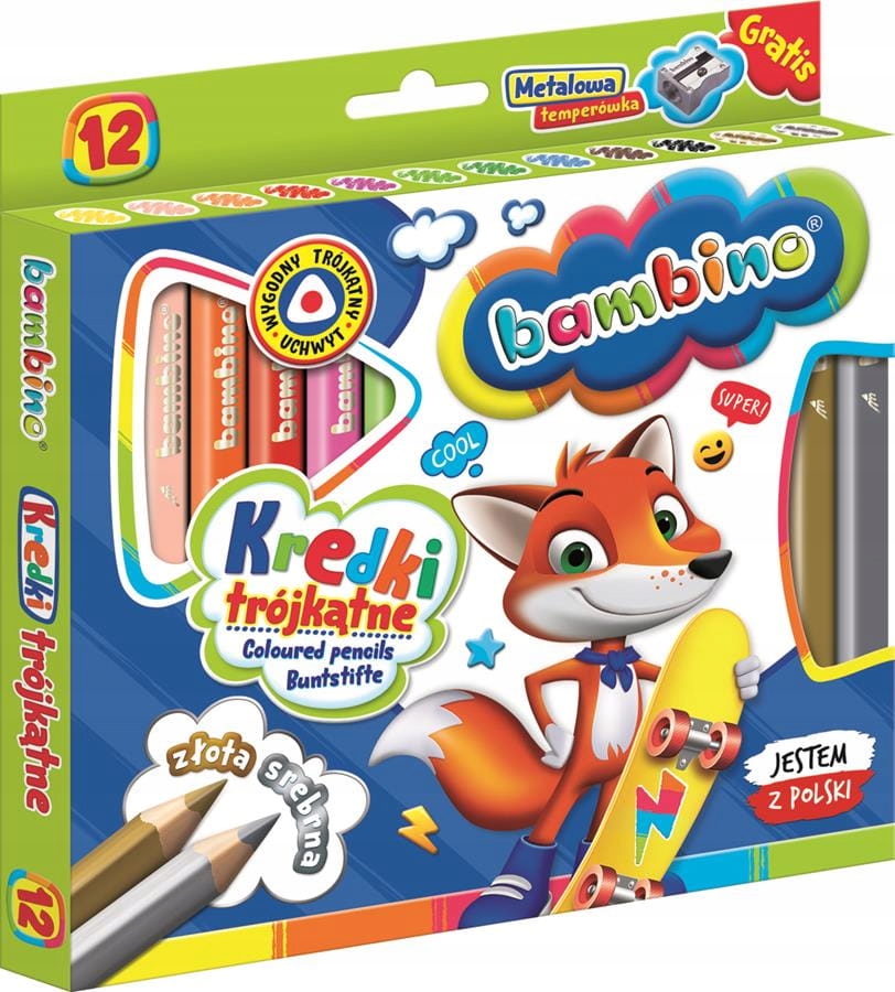 

Bambino Grube Kredki Trójkątne Z Temperówką 12 Kol