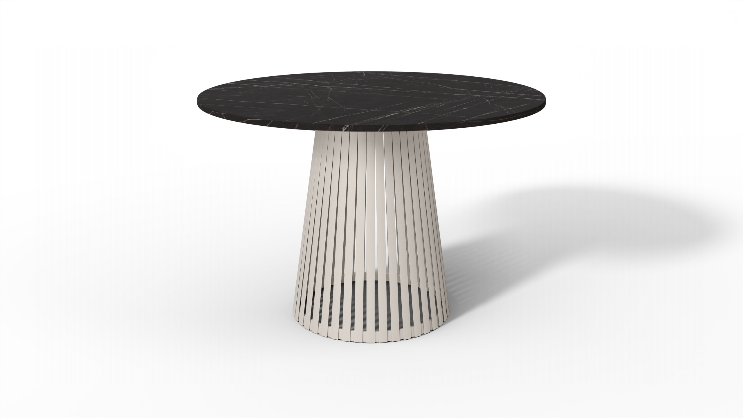 Stůl na kovové noze Kašmír, stůl Mramor Černý 90 cm, stůl do obývacího pokoje