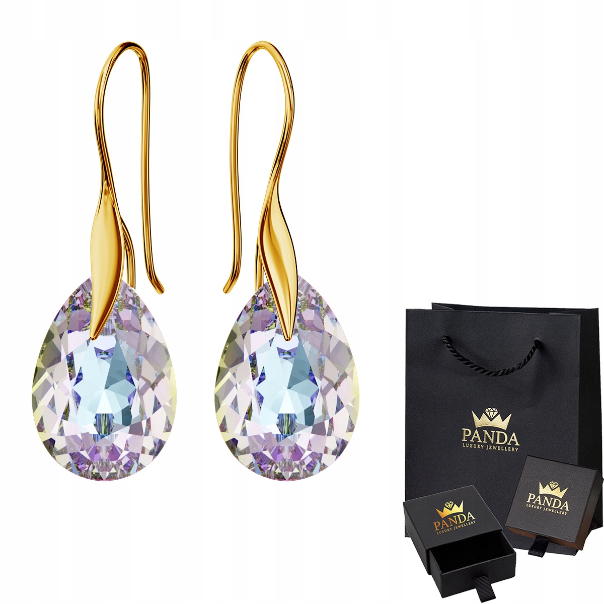 

Pozłacane Kolczyki Otwarte Swarovski Srebro 925