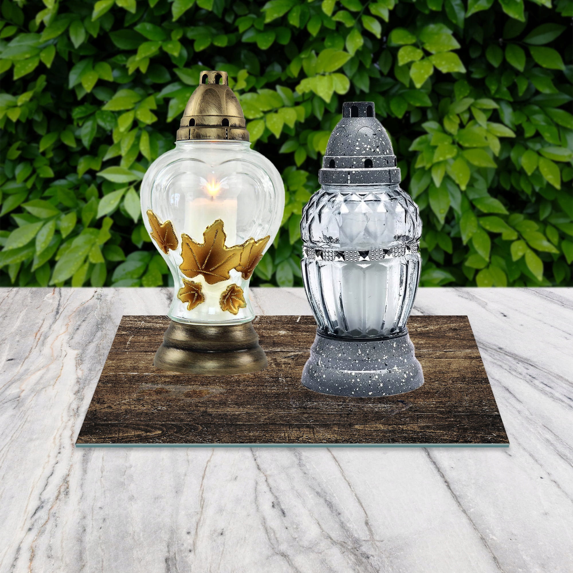 SZKLANA PODSTAWKA POD ZNICZE 25x25cm Drewno 43e Marka inna