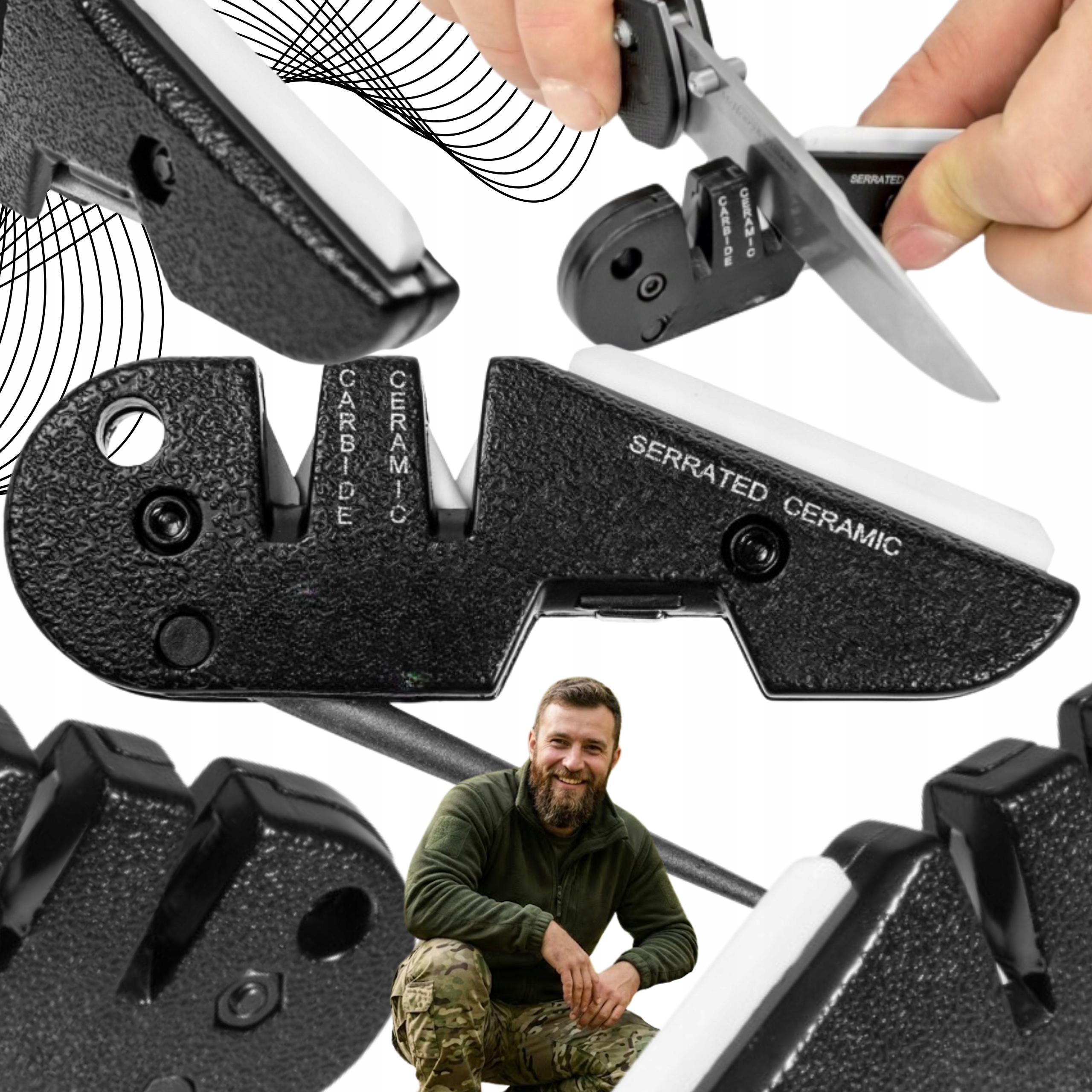 Ostrzałka Do Noży 4W1 Turystyczna Kieszonkowa Osełka Survival Diamentowa