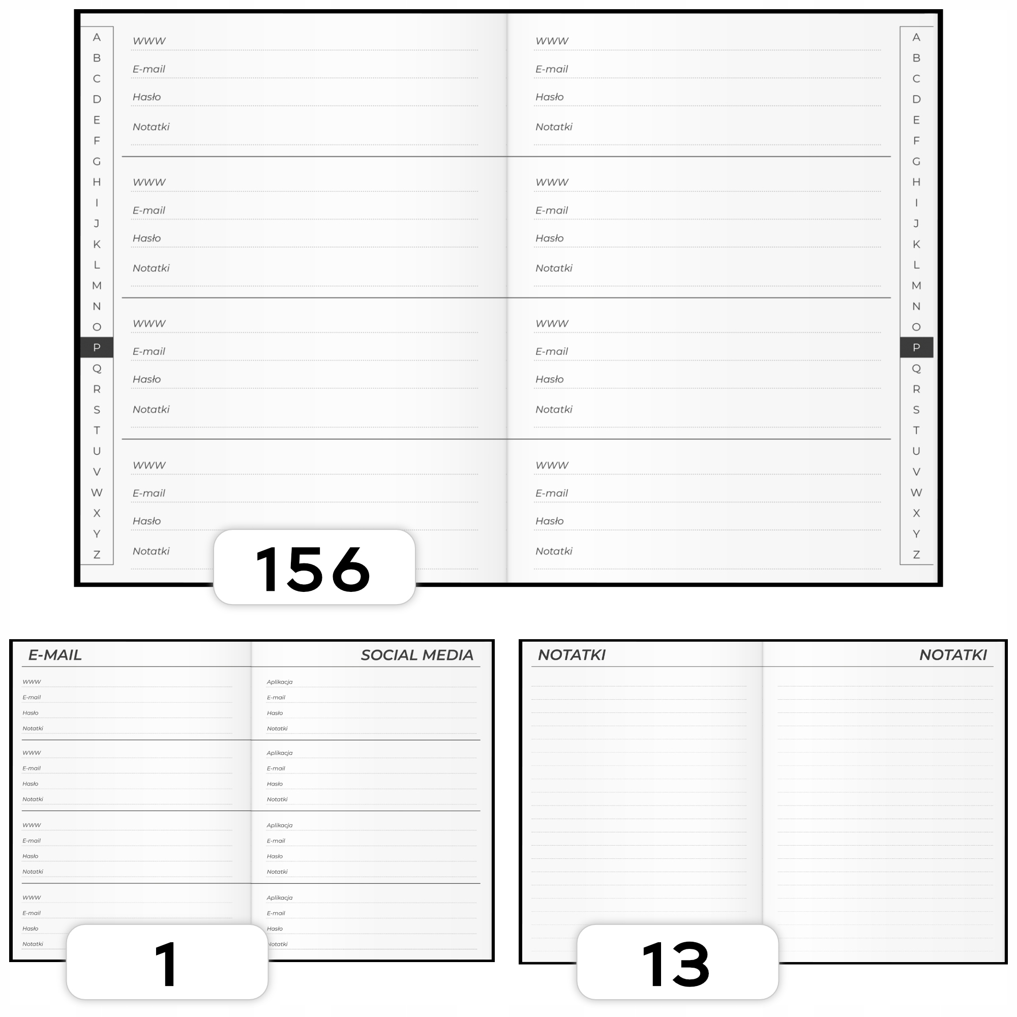 NOTES ORGAZNIER NA HASŁA INTERNETOWE NOTATNIK ZESZYT DOSTĘPY HASŁO PASSWORD Język publikacji polski