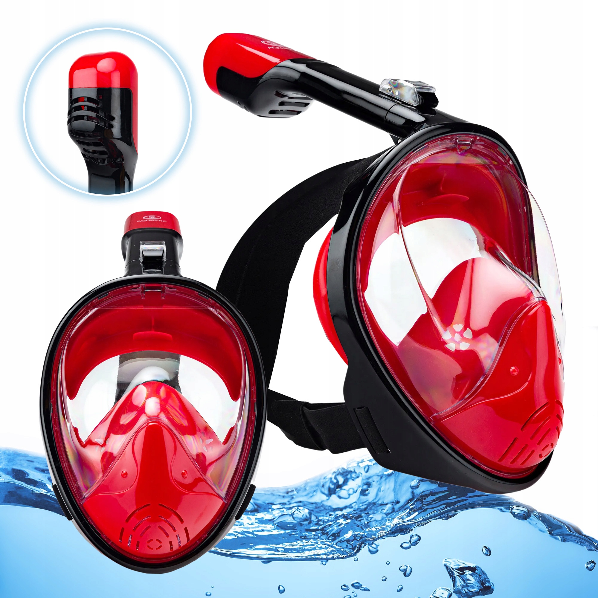 Pełnotwarzowa MASKA do nurkowania SNORKELING AQUASTIC L-XL z RURKĄ