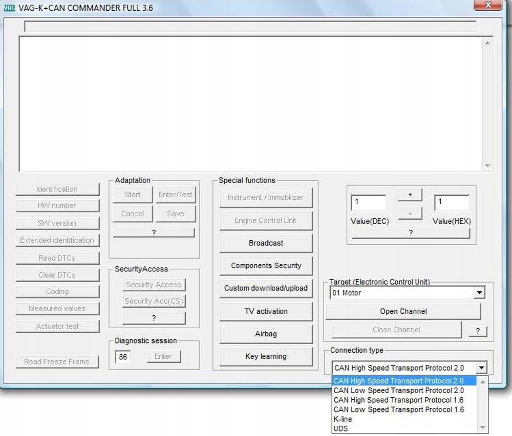 VAG COMMANDER 3.6 INTERFEJS DIAGNOSTYKA SKANER OBD Marka Konektor