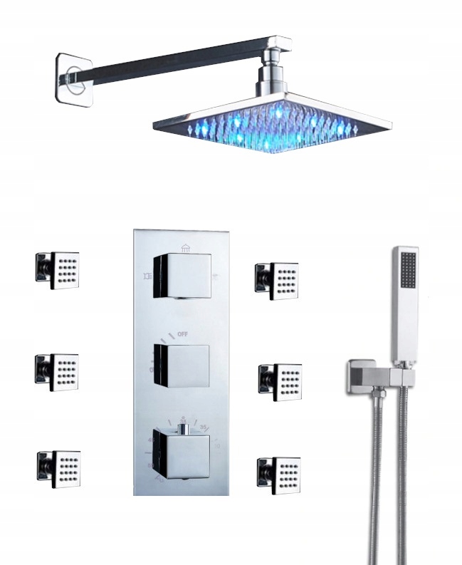 Podomietkový Sprchový Set S Led Termostatom
