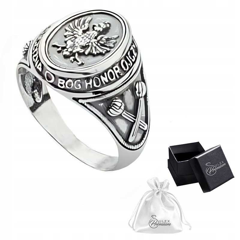 Sygnet Vlastenecký stříbro ryzost 925 Bůh Čest Vlast Bulavy vel. 26