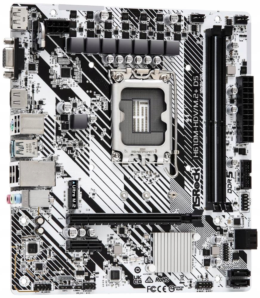 ASRock H610M-HDV/M.2+ D5 LGA1700 Intel H610 2x DDR5 Vga Hdmi Dp