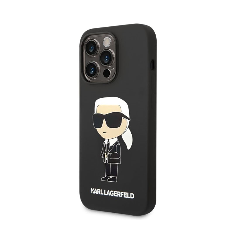 Etui Karl Lagerfeld Silicone Ikonik na iPhone 14 Pro czarne Karl Lagerfeld