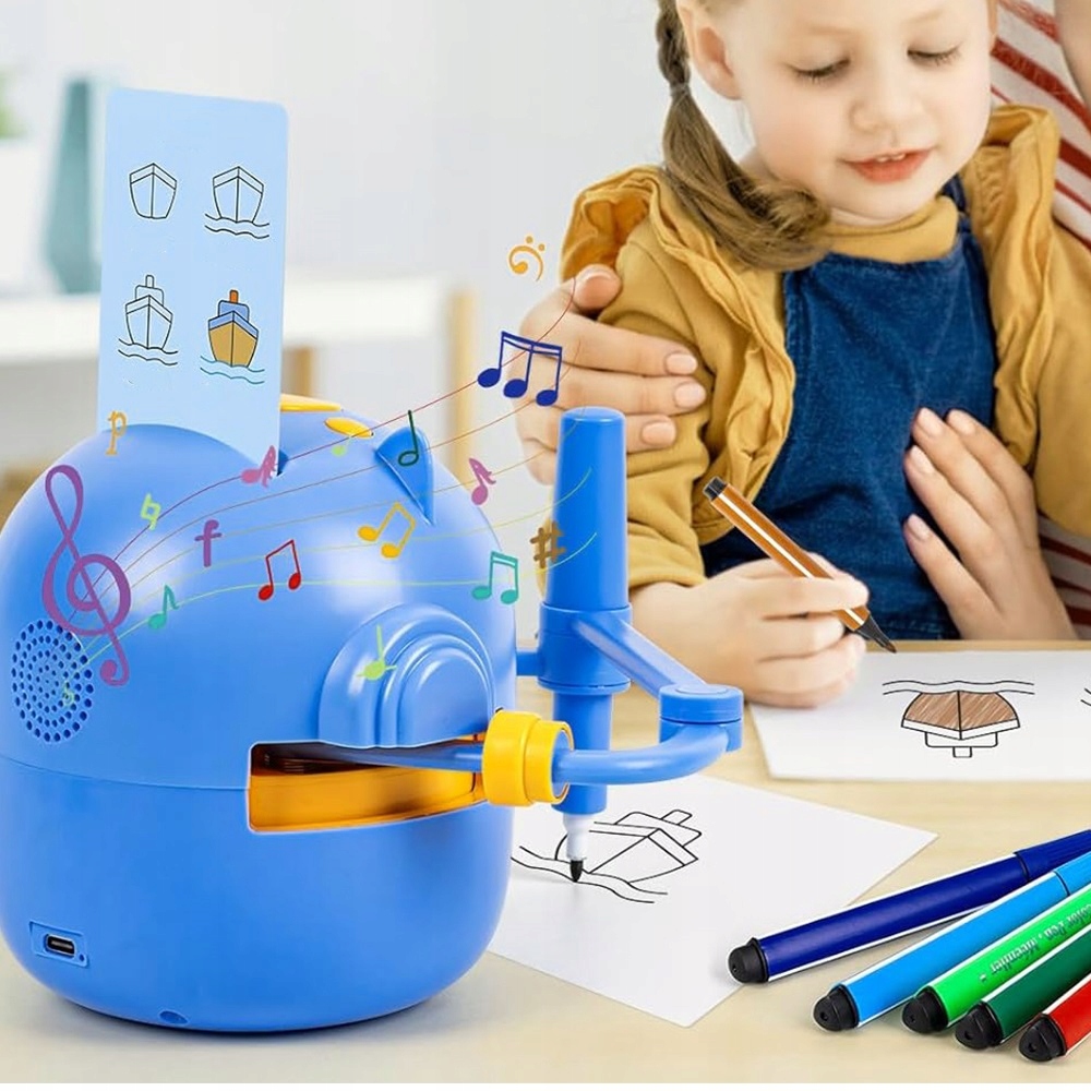 INTERAKTÍVNY KRESLENÝ ROBOT PRE DETI VZDELÁVACÍ SET 100 LISTOV Efekty pohyb