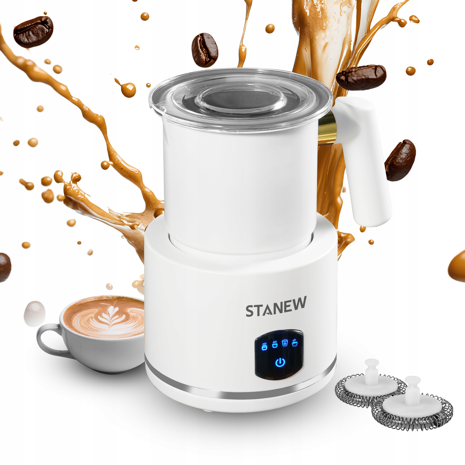 4v1 Napěňovač Mléka S Ohřívačem Magnetickým Systémem Bílý 600 ML