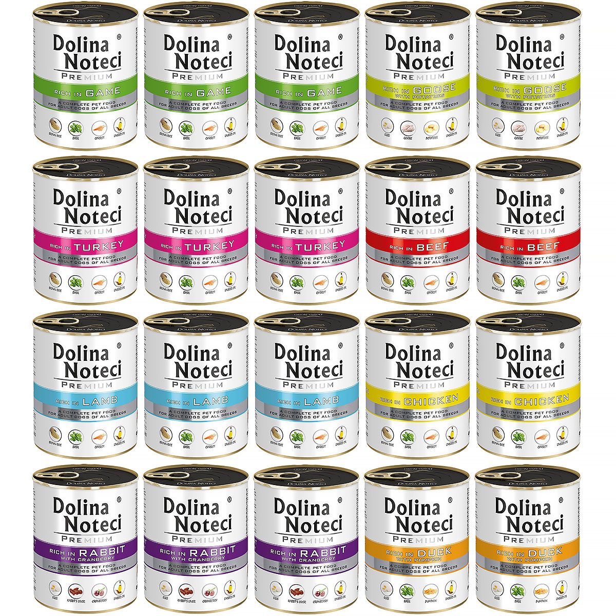 Levně Dolina Noteci Premium Krmivo Psa MIX Chutí Hovězí Krůta Kachna 20x800G