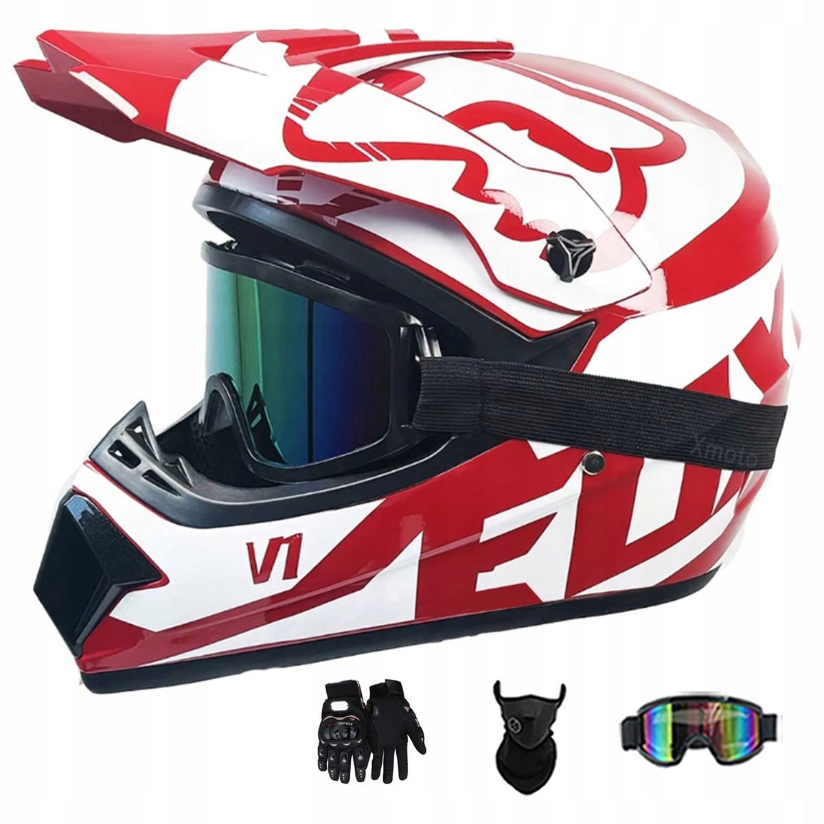 Motocyklová Přilba Lehká Enduro Quada Brýle Rukavice Maska M