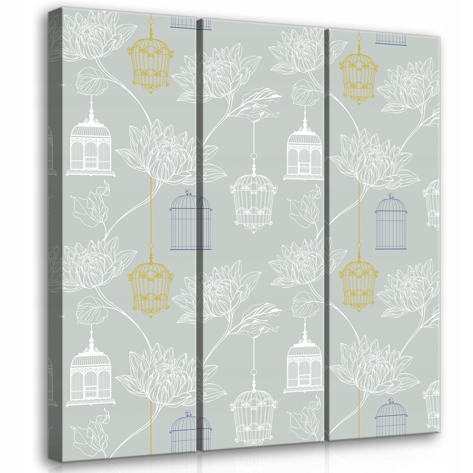 Obraz 90x100 Pták květiny lotos vintage pastelový interiérový design