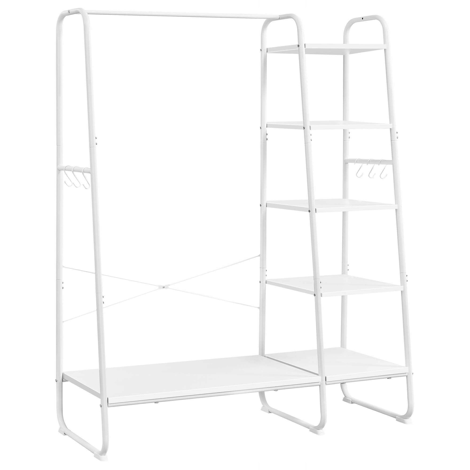 Pevná šatníková skriňa, vešiak na oblečenie, 5 políc do predsiene spálne, biela