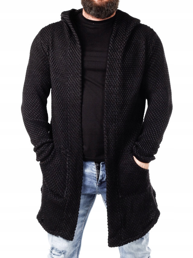 Přehoz Teplý svetr Kardigan s kapucí Mikina