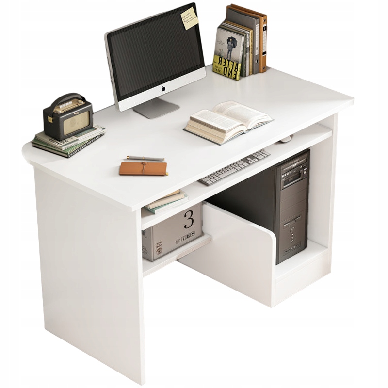 Biely Mládežnícky Písací Stôl S Policami A Zásuvkou Na Počítač, Moderný Stolík