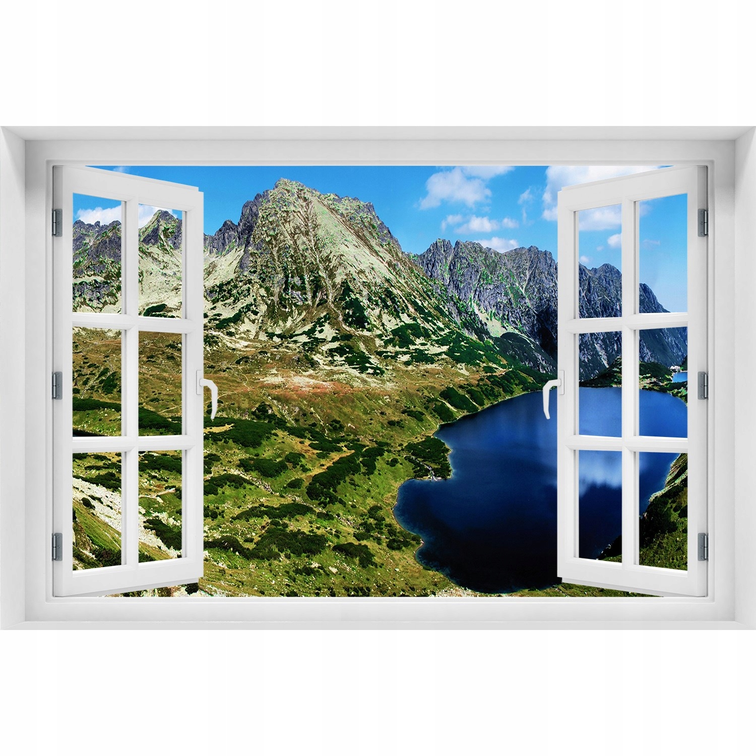 

3D Okno Naklejka na ścianę Dolina w górach 120x80