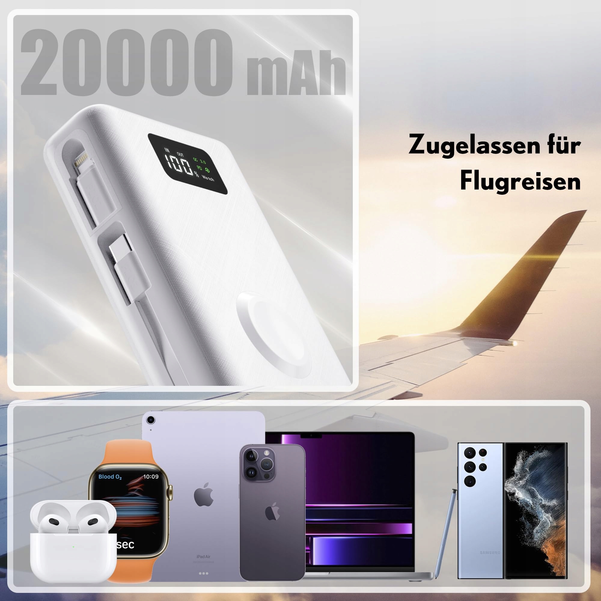 PZOZ Powerbank 225W 20000mAh iPhone Samsung iPad Switch QC 30 PD — miniatura 3