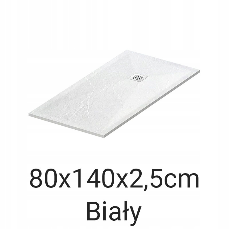 Brodzik kompozytowy antypoślizgowy Stone 80x140 Biały