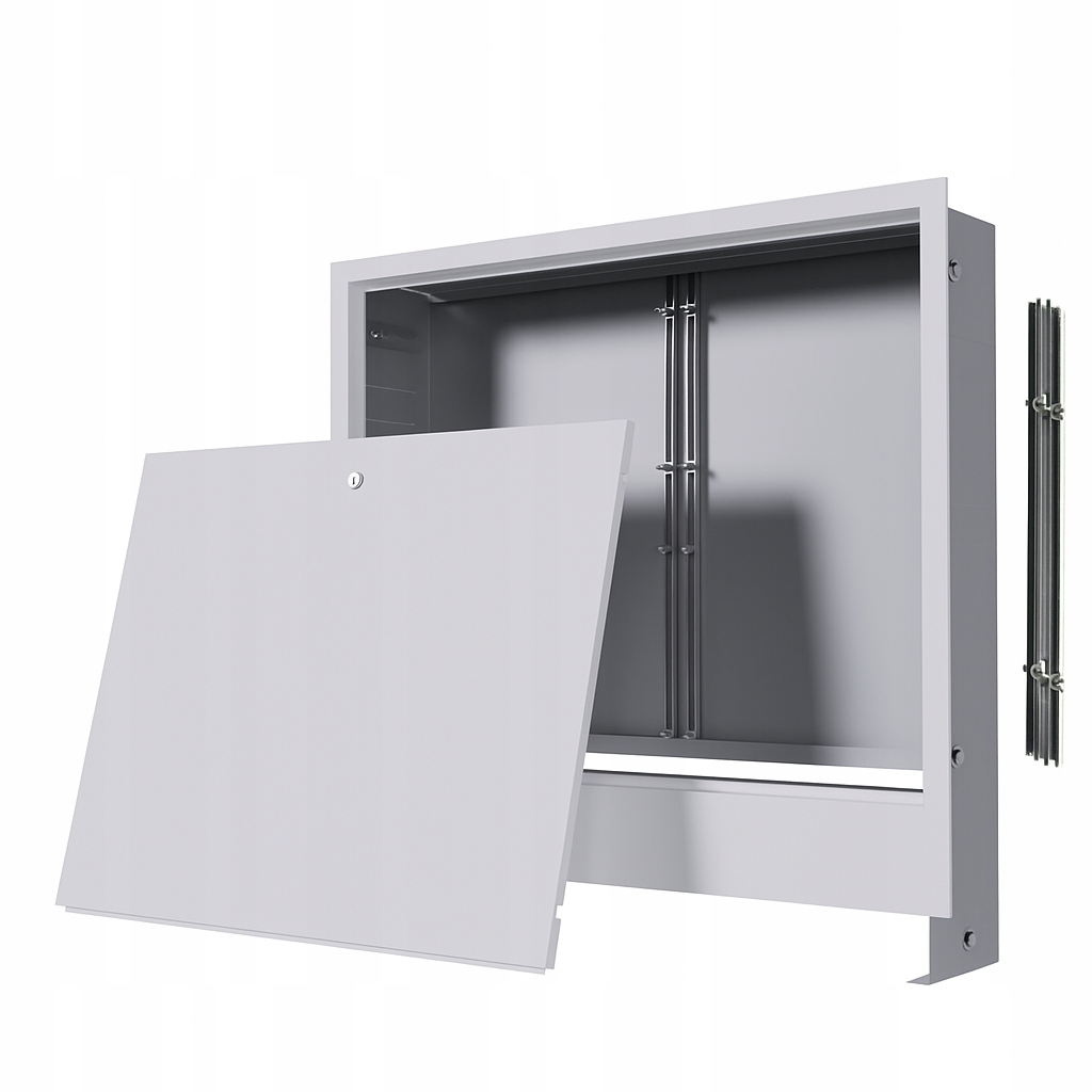 Podomítková skříňka 9-10 obvody pro podlahový rozdělovač 2 montážní lišty