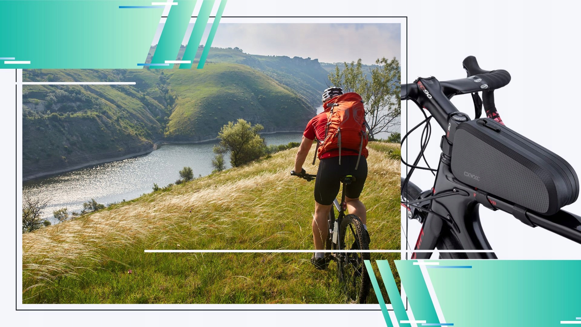 SAKWA ROWEROWA NA ROWER TORBA NA RAME WODOODPORNA SOLIDNA POJEMNA JAKOŚĆ XL Pojemność 1.4 l